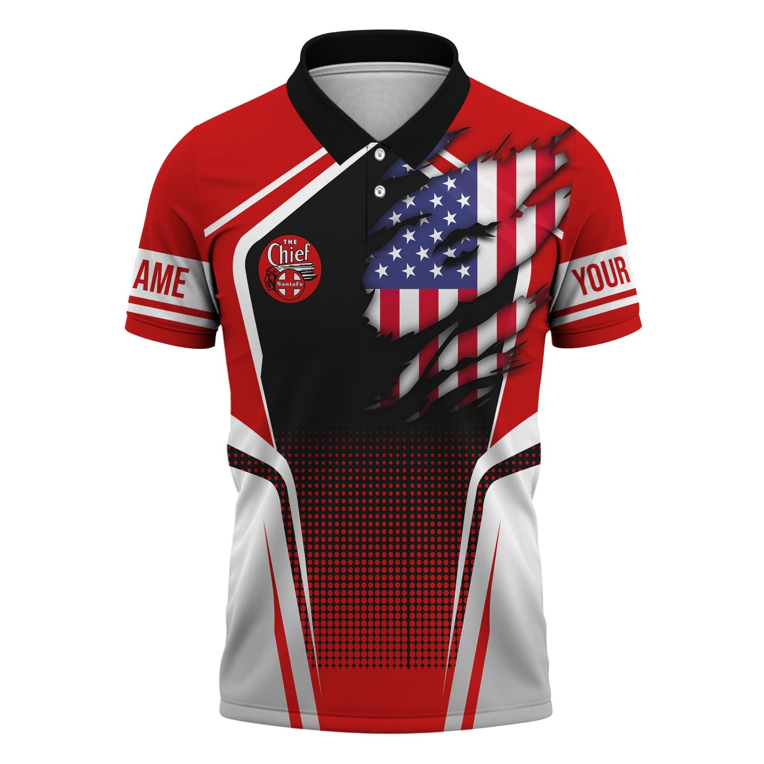 Railspirit Personalized The Chief Santa Fe Railroad Polo Shirt American Eagle Vintage Train Shirt