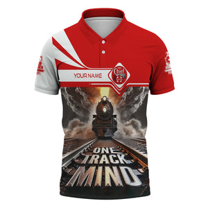 Railspirit Personalized The Chief Santa Fe Railroad Polo Shirt One Track Mind Train Printed Shirt