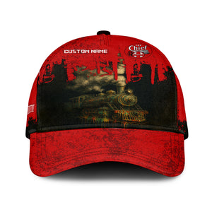 Railspirit Personalized The Chief Santa Fe Railroad Classic Cap Vintage Train Art Style Cap For Locomotive Fans