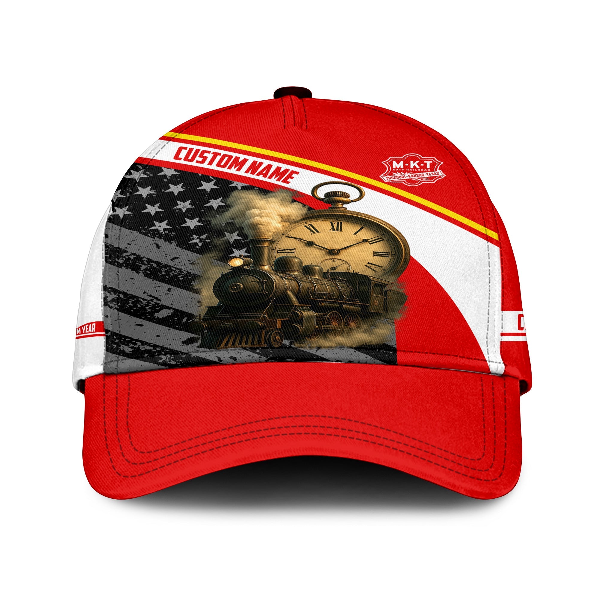 Railspirit Personalized Katy Railroad Classic Cap Classic Steam Engine With Retro Pocket Watch Cap All Over Print