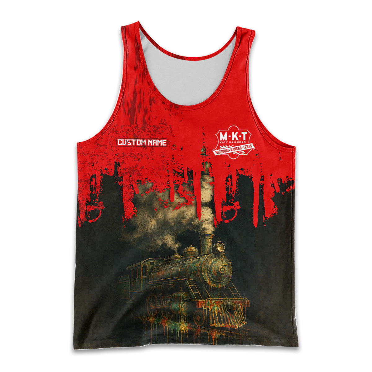 Railspirit Personalized Katy Railroad Men Tank Top Vintage Train Art Style Shirt For Locomotive Fans