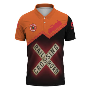 Railspirit Personalized Pacific Electric Railroad Polo Shirt Railroad Crossing Printed Train Track Shirt