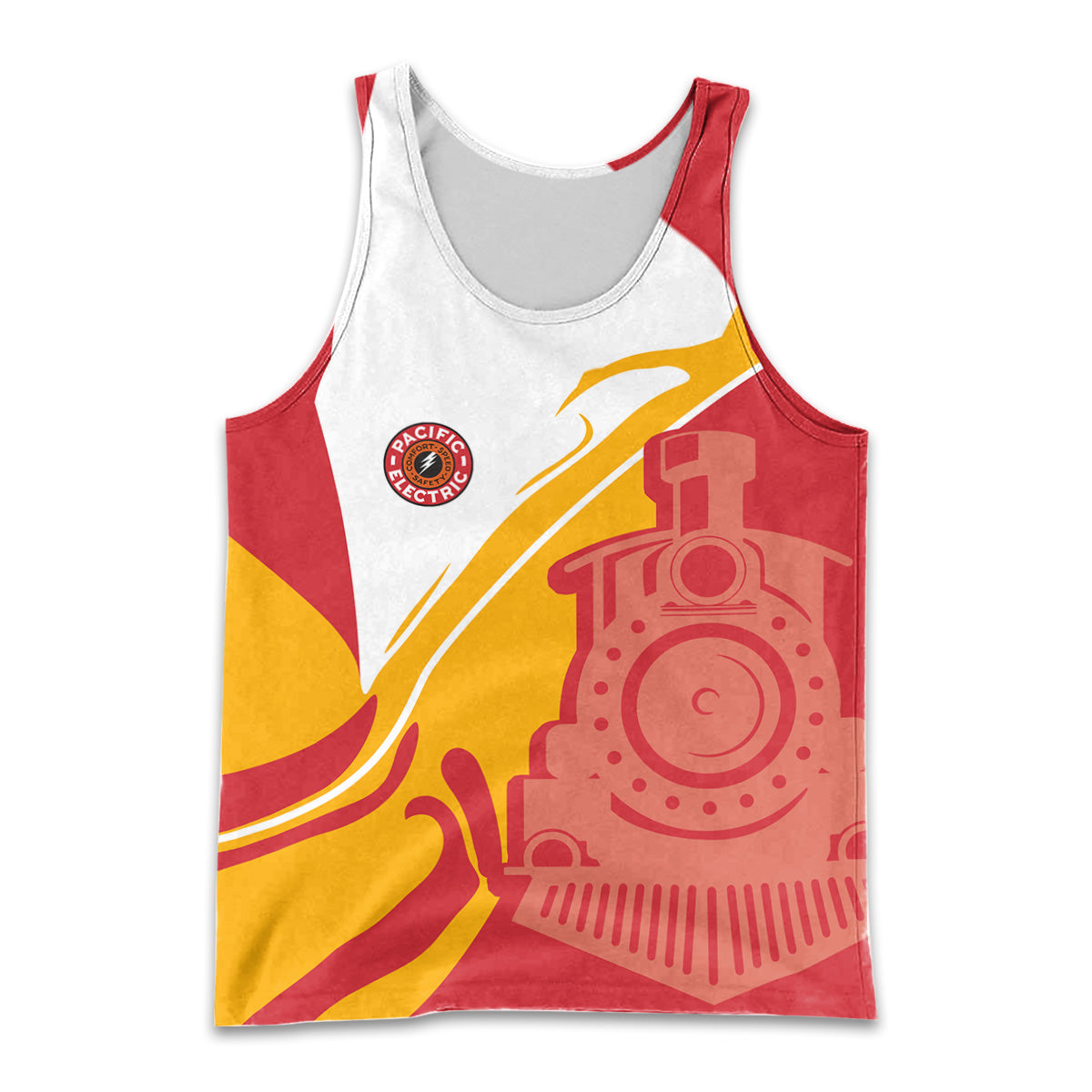 Railspirit Personalized Pacific Electric Railroad Men Tank Top Flame-Inspired Style Shirt Gift Idea For Train Lovers