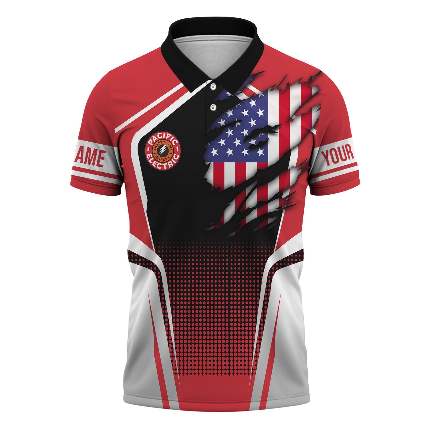 Railspirit Personalized Pacific Electric Railroad Polo Shirt American Eagle Vintage Train Shirt