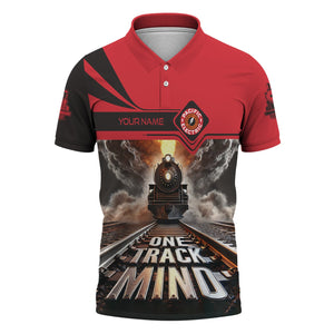 Railspirit Personalized Pacific Electric Railroad Polo Shirt One Track Mind Train Printed Shirt