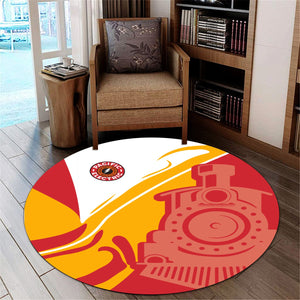 Railspirit Pacific Electric Railroad Round Mat Flame-Inspired Style Mat Gift Idea For Train Lovers