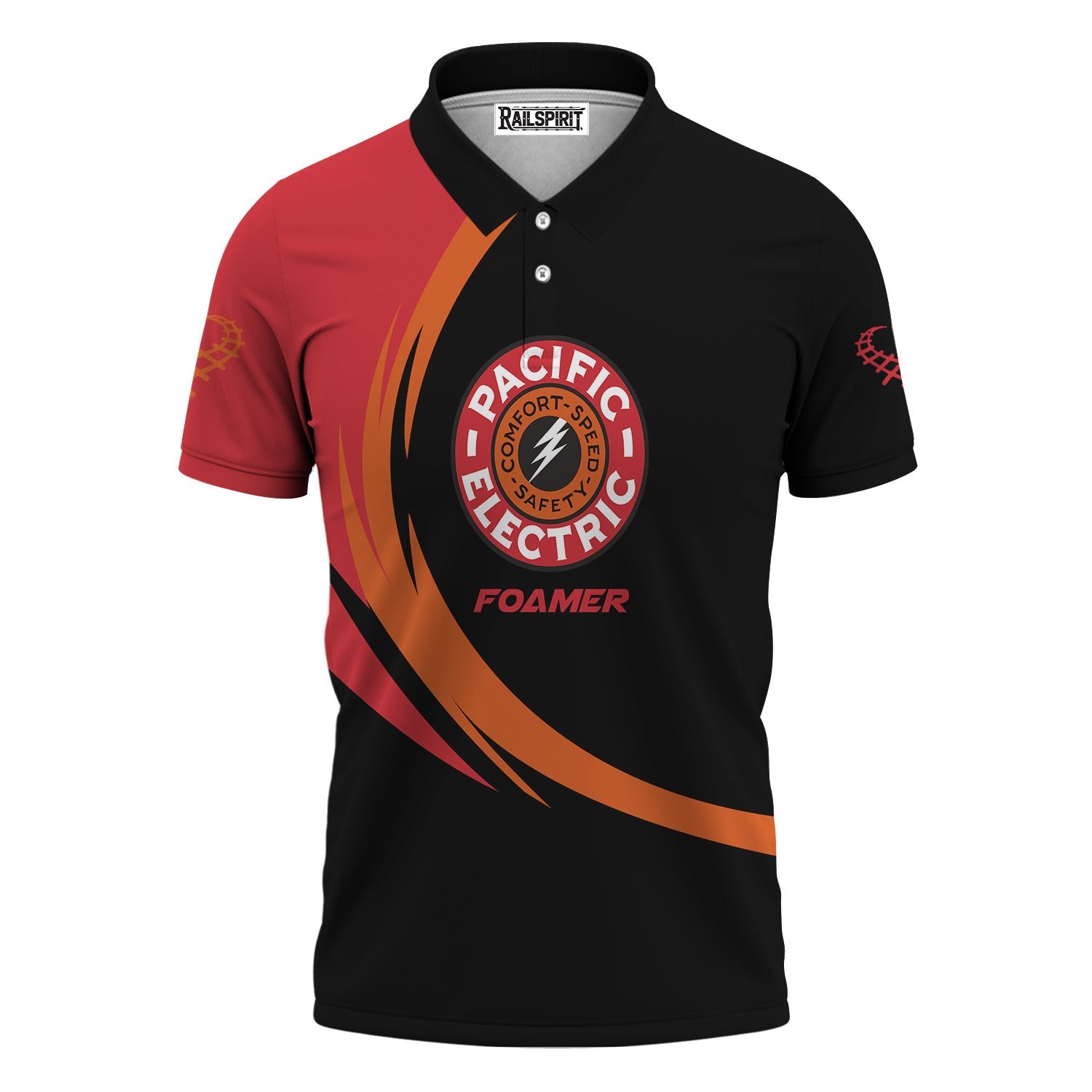 Railspirit Personalized Pacific Electric Railroad Polo Shirt Unique Graphic Style Shirt For Train Enthusiasts