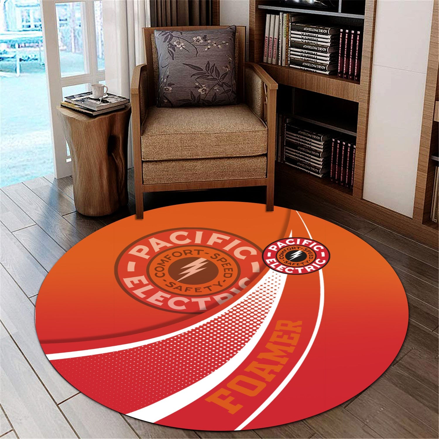 Railspirit Pacific Electric Railroad Round Mat Railway-Themed Style Mat Gift Idea For Trainspotter