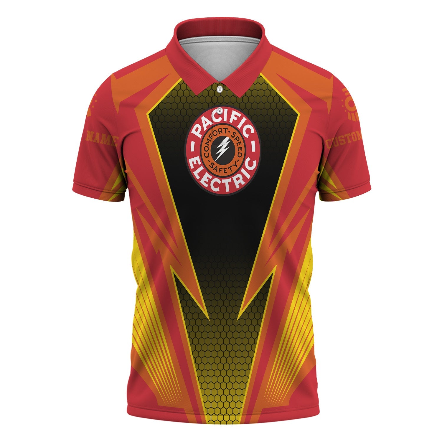 Railspirit Personalized Pacific Electric Railroad Polo Shirt Lightning Graphic Style Shirt Gift Idea For Train Lover