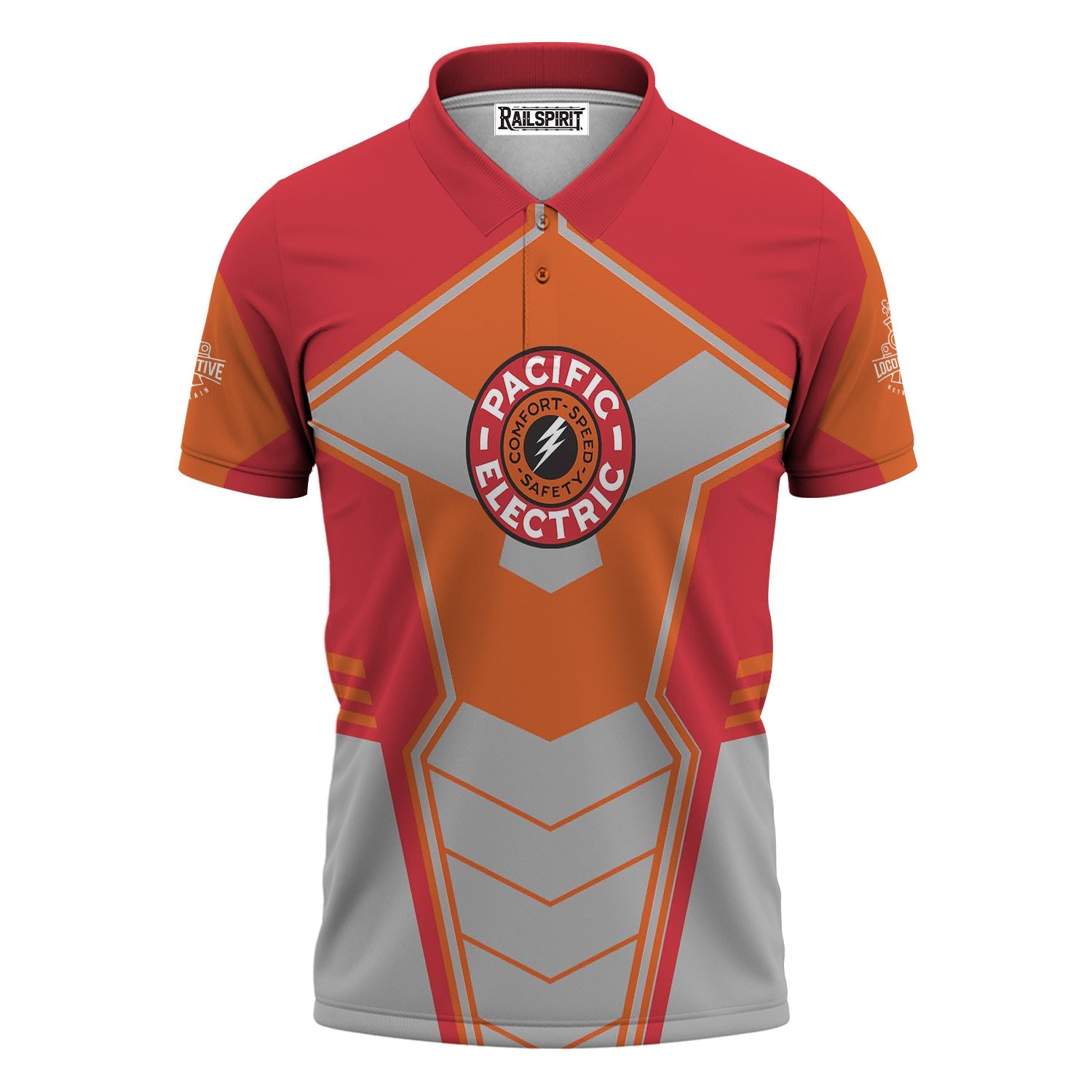 Railspirit Personalized Pacific Electric Railroad Polo Shirt Engine-Inspired Style Train Shirt for Railroad Fanatic