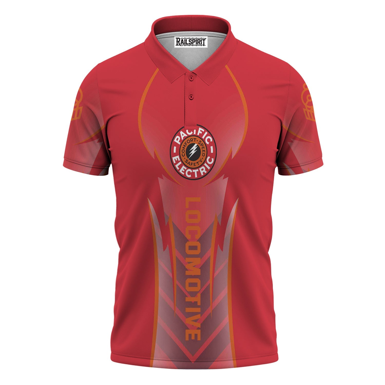 Railspirit Personalized Pacific Electric Railroad Polo Shirt Striking Line Style Train Shirt For Locomotive Lovers