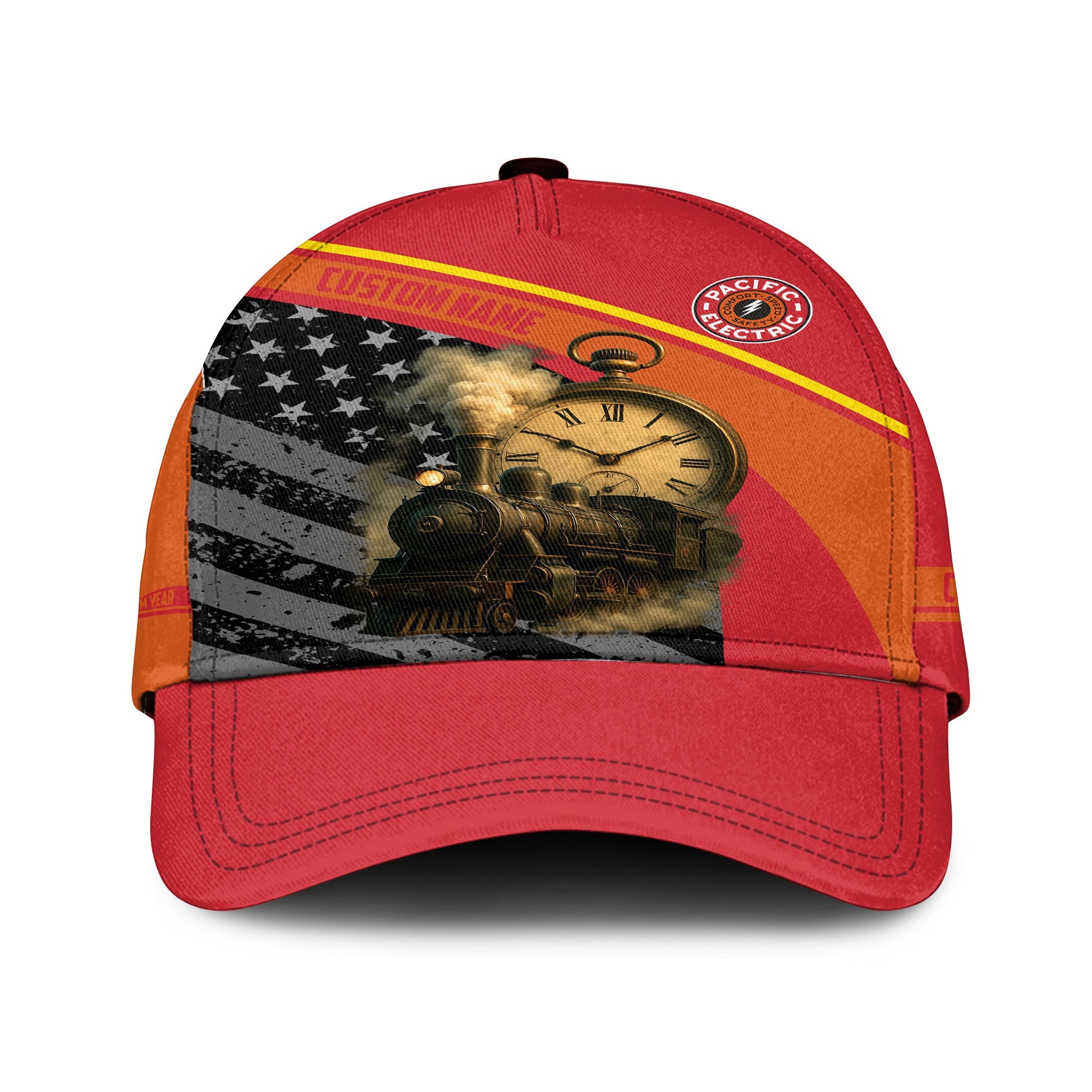 Railspirit Personalized Pacific Electric Railroad Classic Cap Classic Steam Engine With Retro Pocket Watch Cap All Over Print
