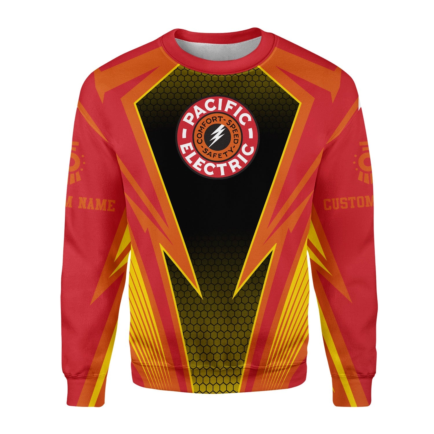 Railspirit Personalized Pacific Electric Railroad Sweatshirt Lightning Graphic Style Shirt Gift Idea For Train Lover