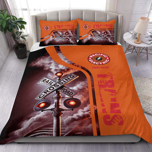 Railspirit Personalized Pacific Electric Railroad Bedding Set Railroad Crossing Sign Bedding Set All Over Print