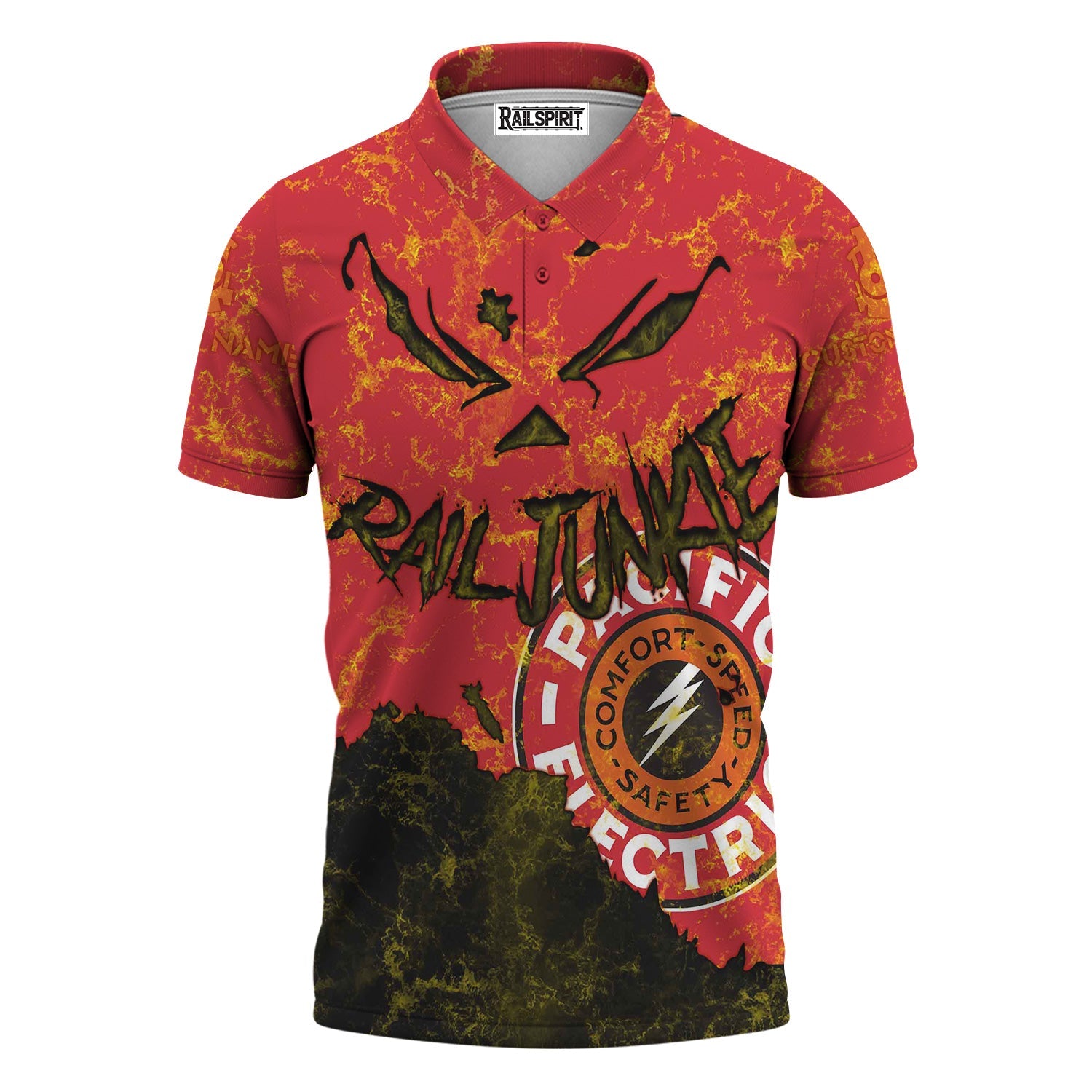 Railspirit Personalized Pacific Electric Railroad Polo Shirt Torn Graphic Style Train Shirt For Rail Junkie