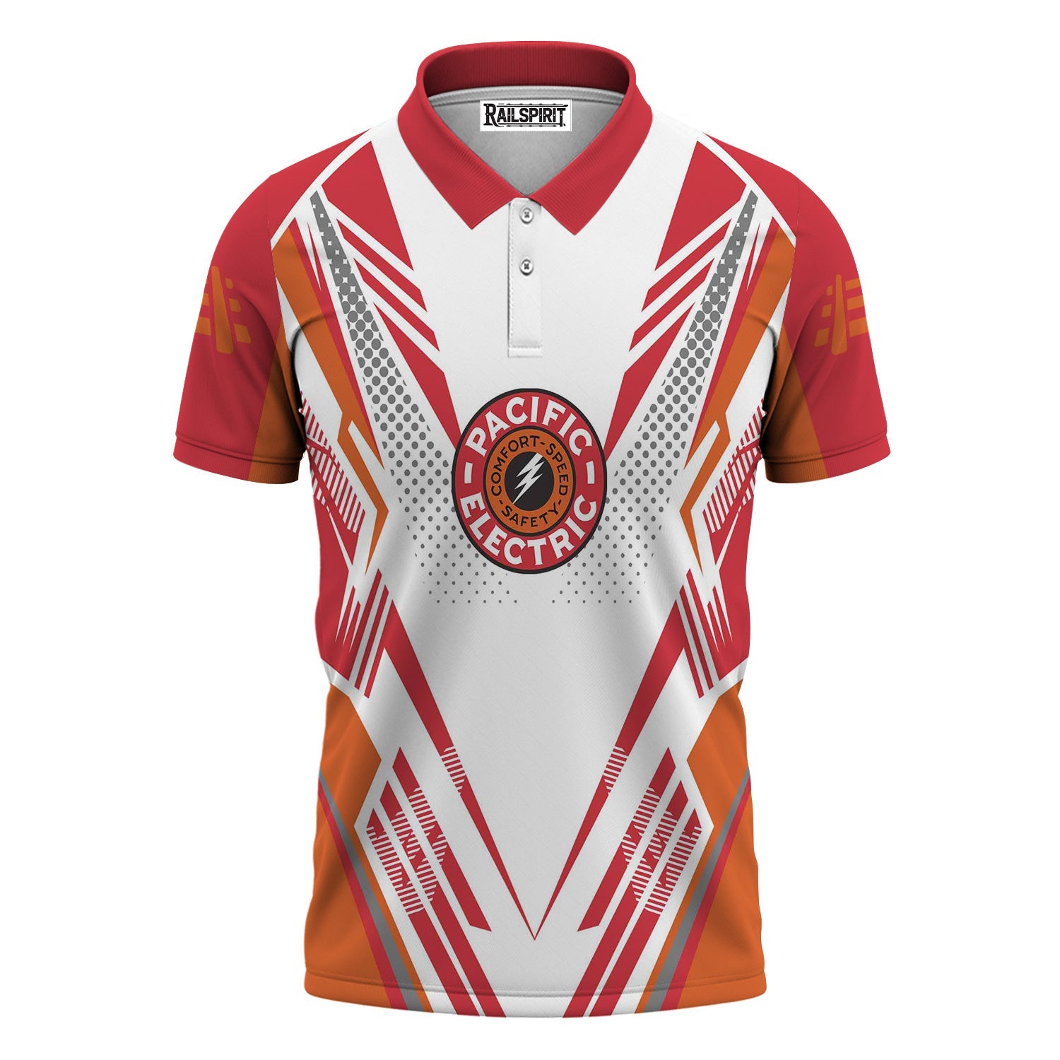 Railspirit Personalized Pacific Electric Railroad Polo Shirt Railroad Tribute Design Train Shirt for Train Lovers