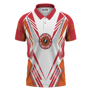 Railspirit Personalized Pacific Electric Railroad Polo Shirt Railroad Tribute Design Train Shirt for Train Lovers