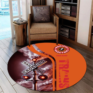 Railspirit Personalized Pacific Electric Railroad Round Mat Railroad Crossing Sign Mat All Over Print