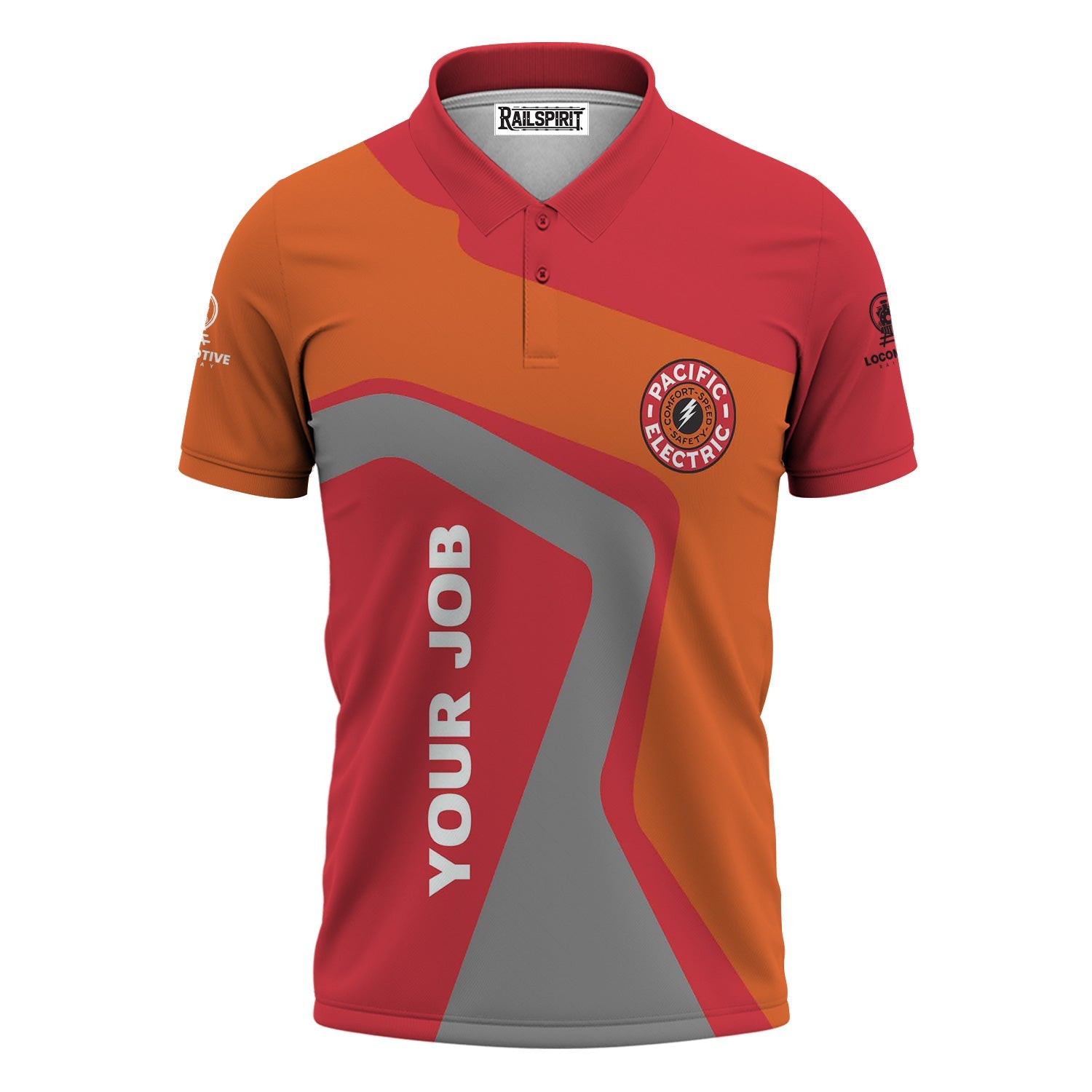 Railspirit Personalized Pacific Electric Railroad Polo Shirt Unique Design with Custom Job Position Train Shirt
