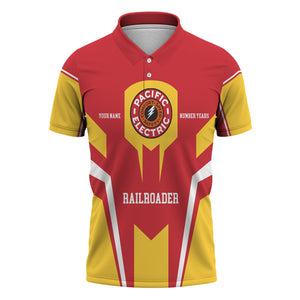 Railspirit Personalized Pacific Electric Railroad Polo Shirt Custom Year Railroader Shirt Gift Idea For Train Lover