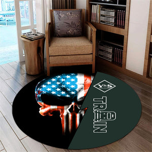 Railspirit Youngstown & Southern Railroad Round Mat Train Skull American Flag Style Rug All Over Print
