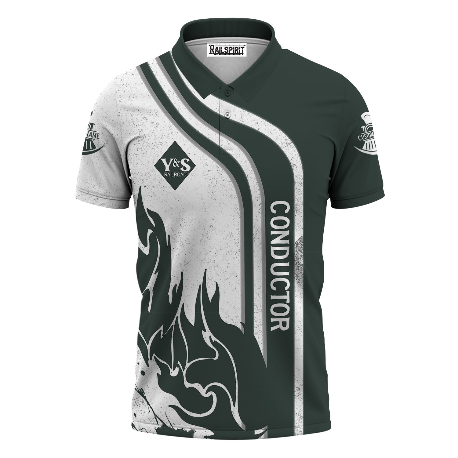 Railspirit Personalized Youngstown & Southern Railroad Polo Shirt Flame Design with Custom Job Position Train Shirt