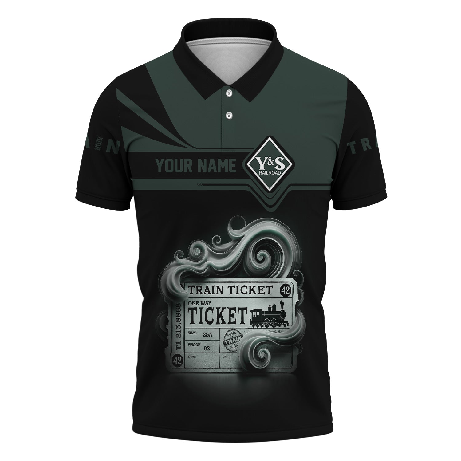 Railspirit Custom Name Youngstown & Southern Railroad Polo Shirt American Train Ticket Printed Shirt