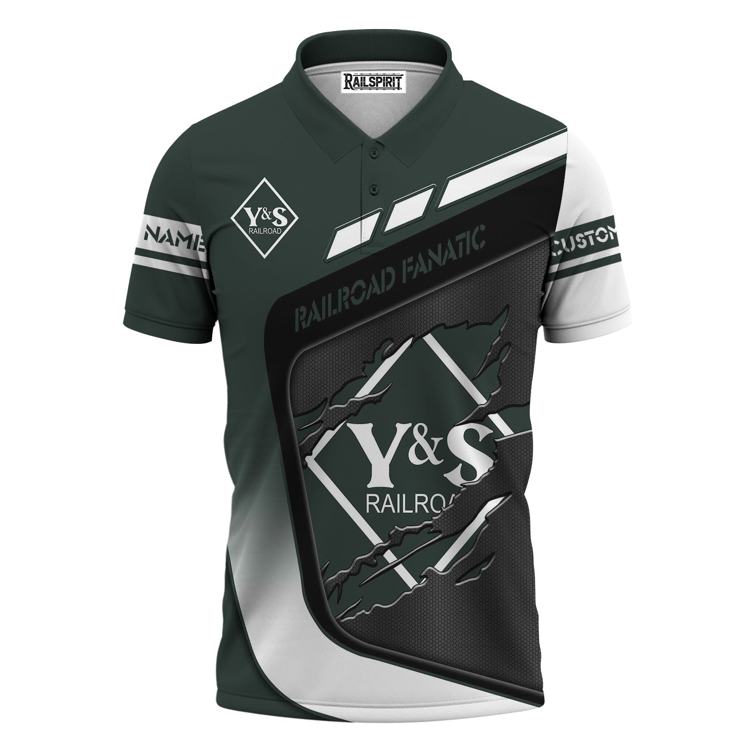 Railspirit Personalized Youngstown & Southern Railroad Polo Shirt Ripped Texture Style Train Shirt For Railroad Fanatic