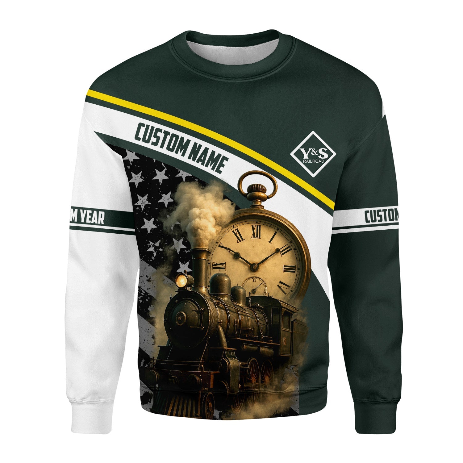 Railspirit Personalized Youngstown & Southern Railroad Sweatshirt Classic Steam Engine With Retro Pocket Watch Shirt All Over Print