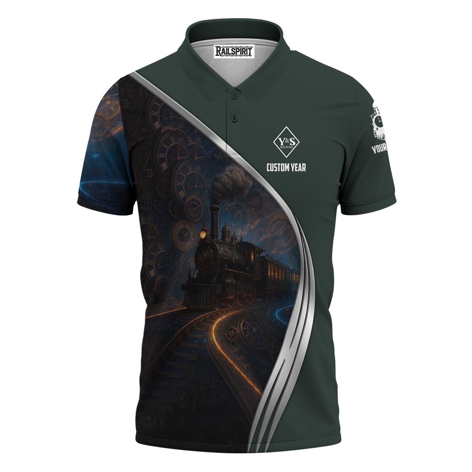 Railspirit Personalized Youngstown & Southern Railroad Polo Shirt Steampunk Locomotive with Custom Year Train Shirt