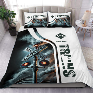 Railspirit Personalized Youngstown & Southern Railroad Bedding Set Railroad Crossing Sign Bedding Set All Over Print