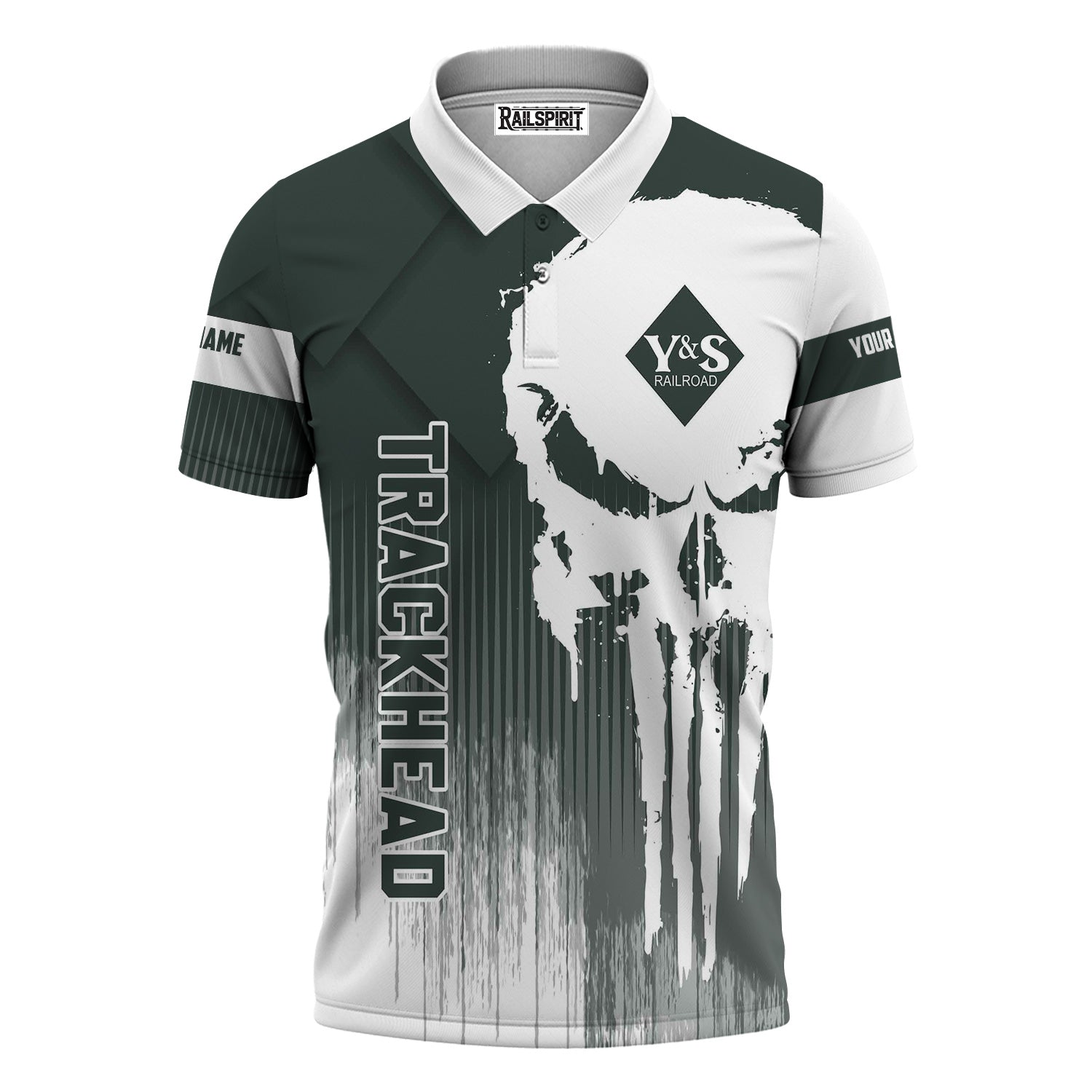 Railspirit Personalized Youngstown & Southern Railroad Polo Shirt Skull Design with Custom Job Train Shirt for Trackhead Crew