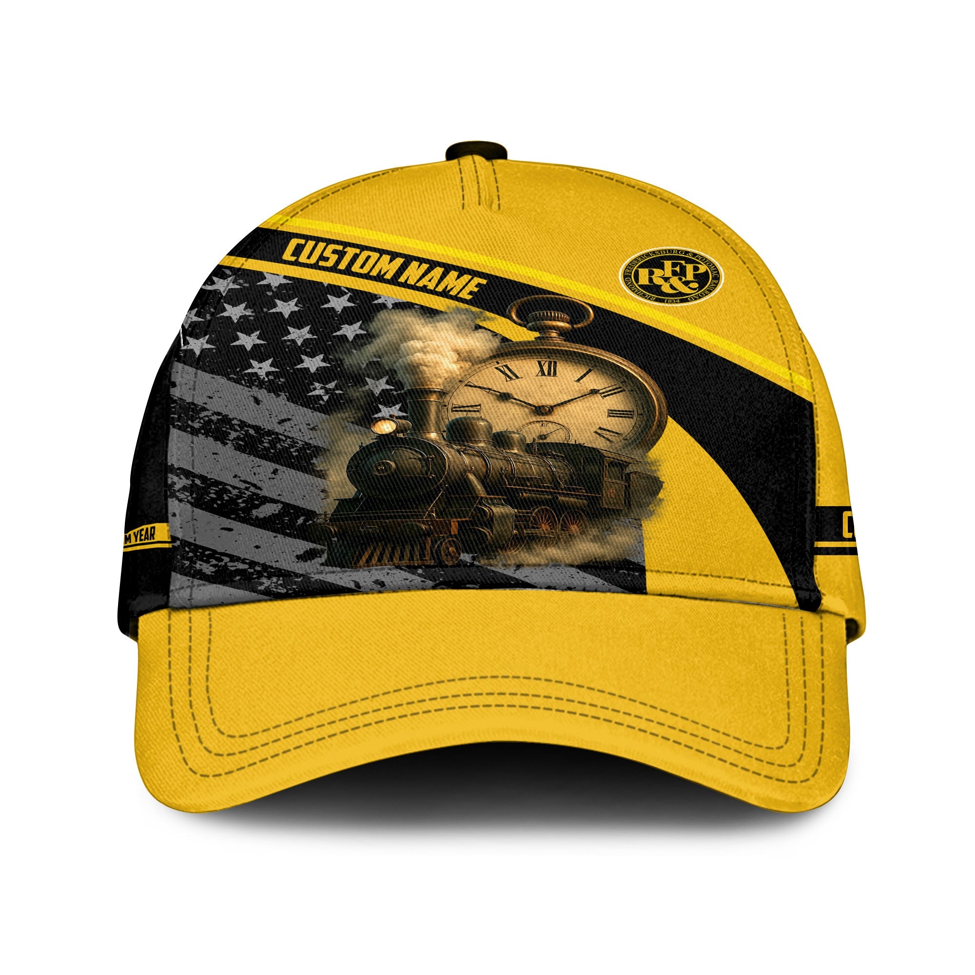 Railspirit Personalized Richmond, Fredericksburg And Potomac Railroad Classic Cap Classic Steam Engine With Retro Pocket Watch Cap All Over Print