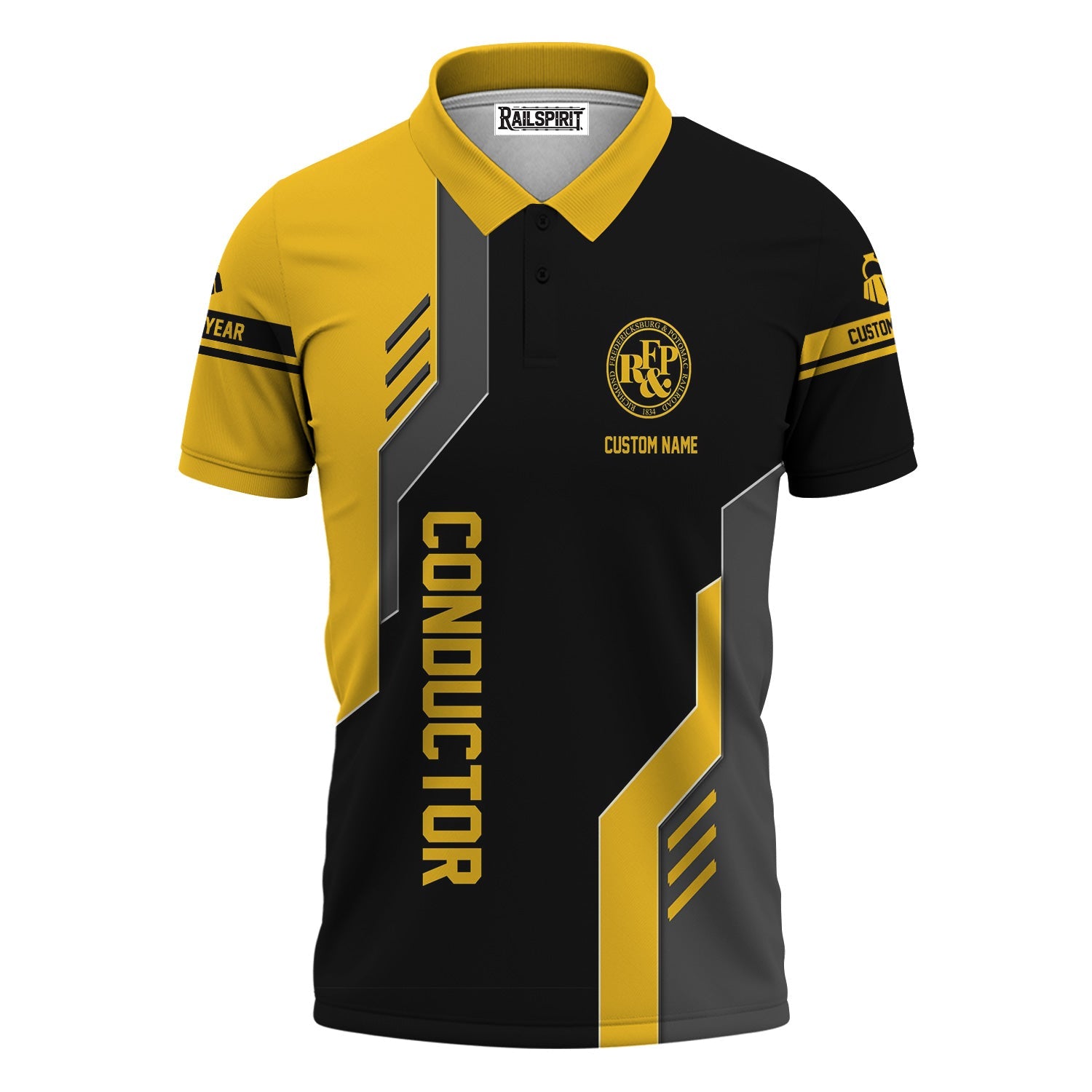 Railspirit Personalized Richmond, Fredericksburg And Potomac Railroad Polo Shirt Unique Railway Style with Custom Job Train Shirt