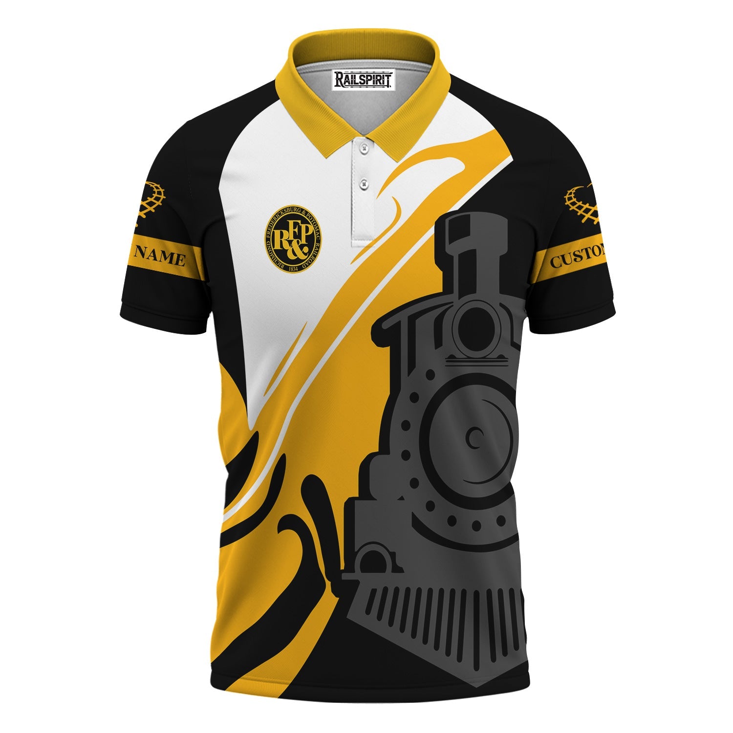 Railspirit Personalized Richmond, Fredericksburg And Potomac Railroad Polo Shirt Flame-Inspired Style Shirt Gift Idea For Train Lovers