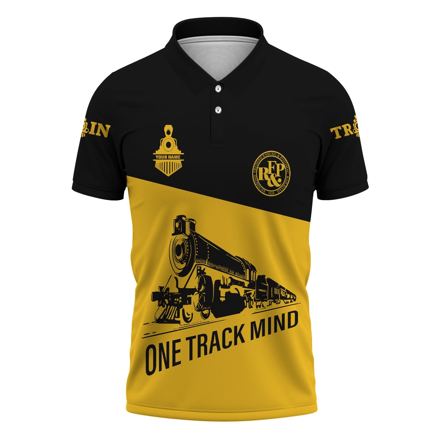 Railspirit Personalized Richmond, Fredericksburg And Potomac Railroad Polo Shirt One Track Mind Unisex Train Shirt Gift Idea For Train Lover