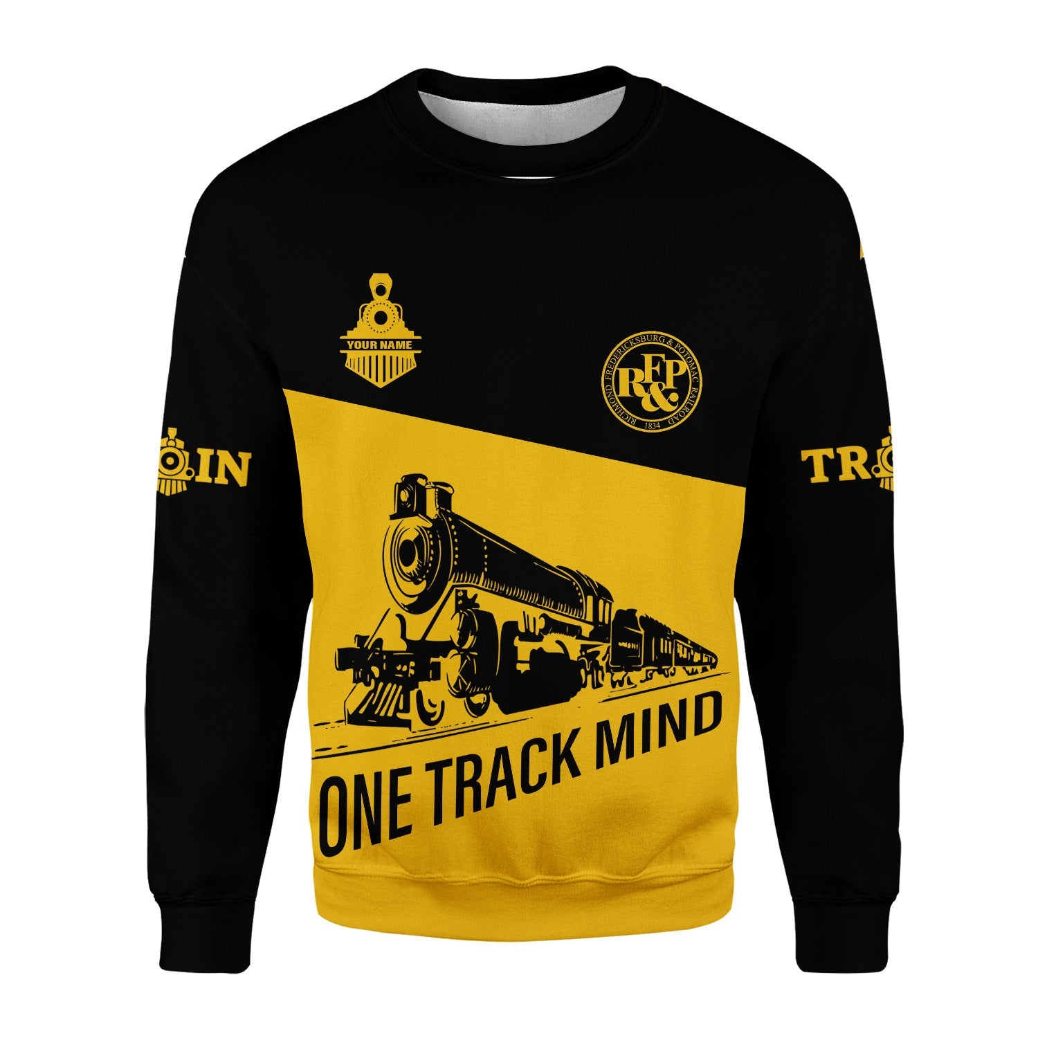 Railspirit Personalized Richmond, Fredericksburg And Potomac Railroad Sweatshirt One Track Mind Train Sweater Gift Idea For Train Lover