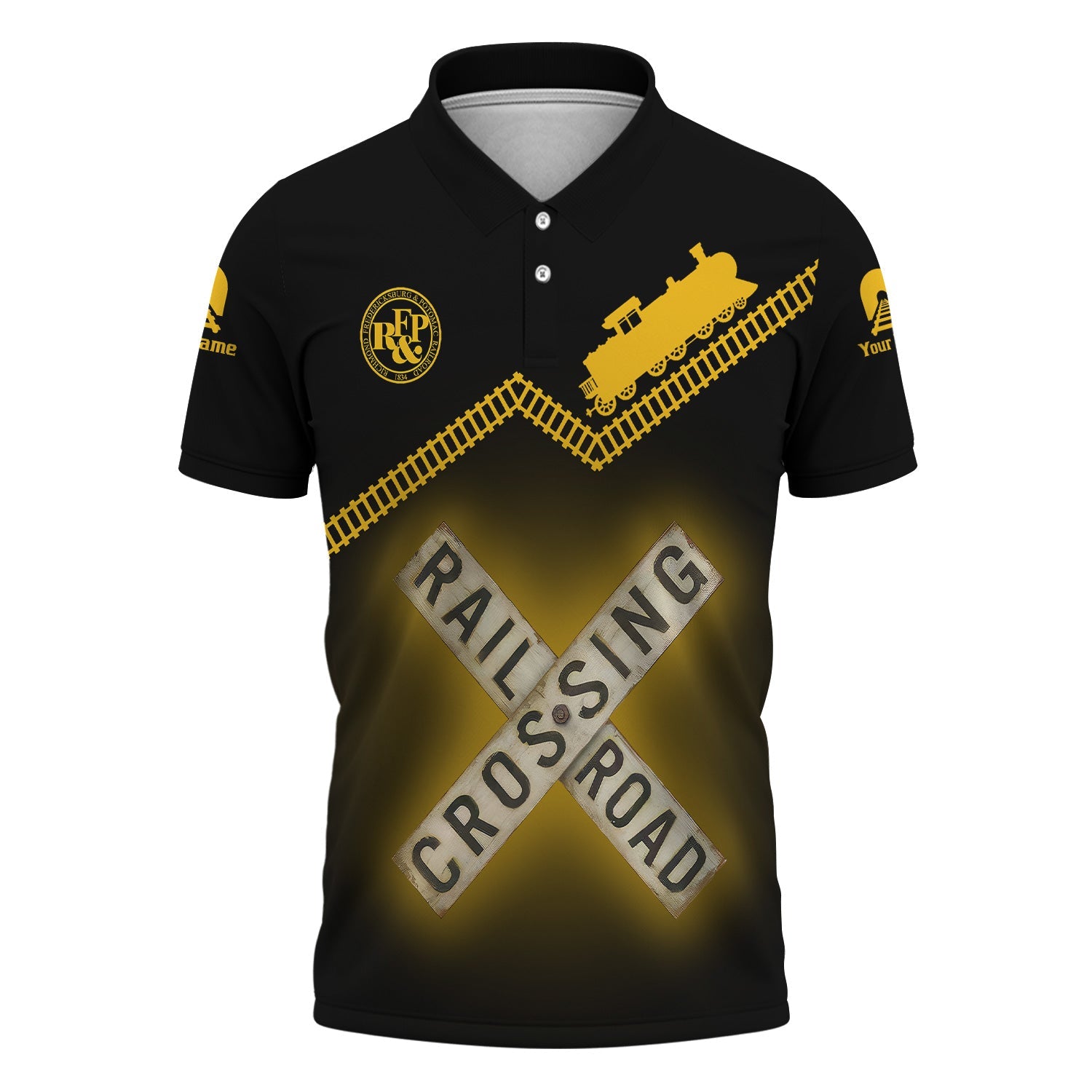 Railspirit Personalized Richmond, Fredericksburg And Potomac Railroad Polo Shirt Railroad Crossing Printed Train Track Shirt