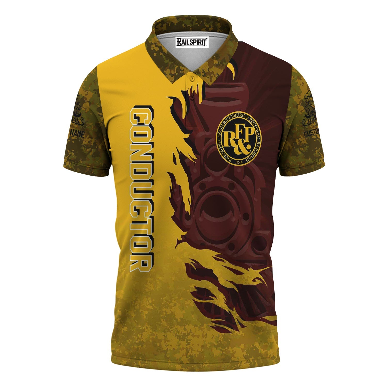 Railspirit Personalized Richmond, Fredericksburg And Potomac Railroad Polo Shirt Blazing Style with Custom Position Train Shirt