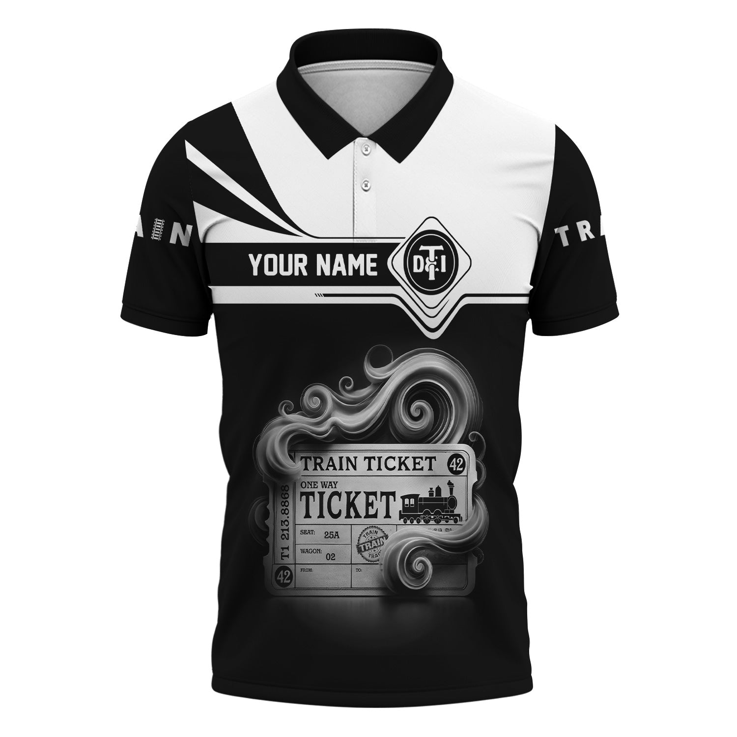 Railspirit Custom Name Detroit Toledo And Ironton Railroad Polo Shirt American Train Ticket Printed Shirt