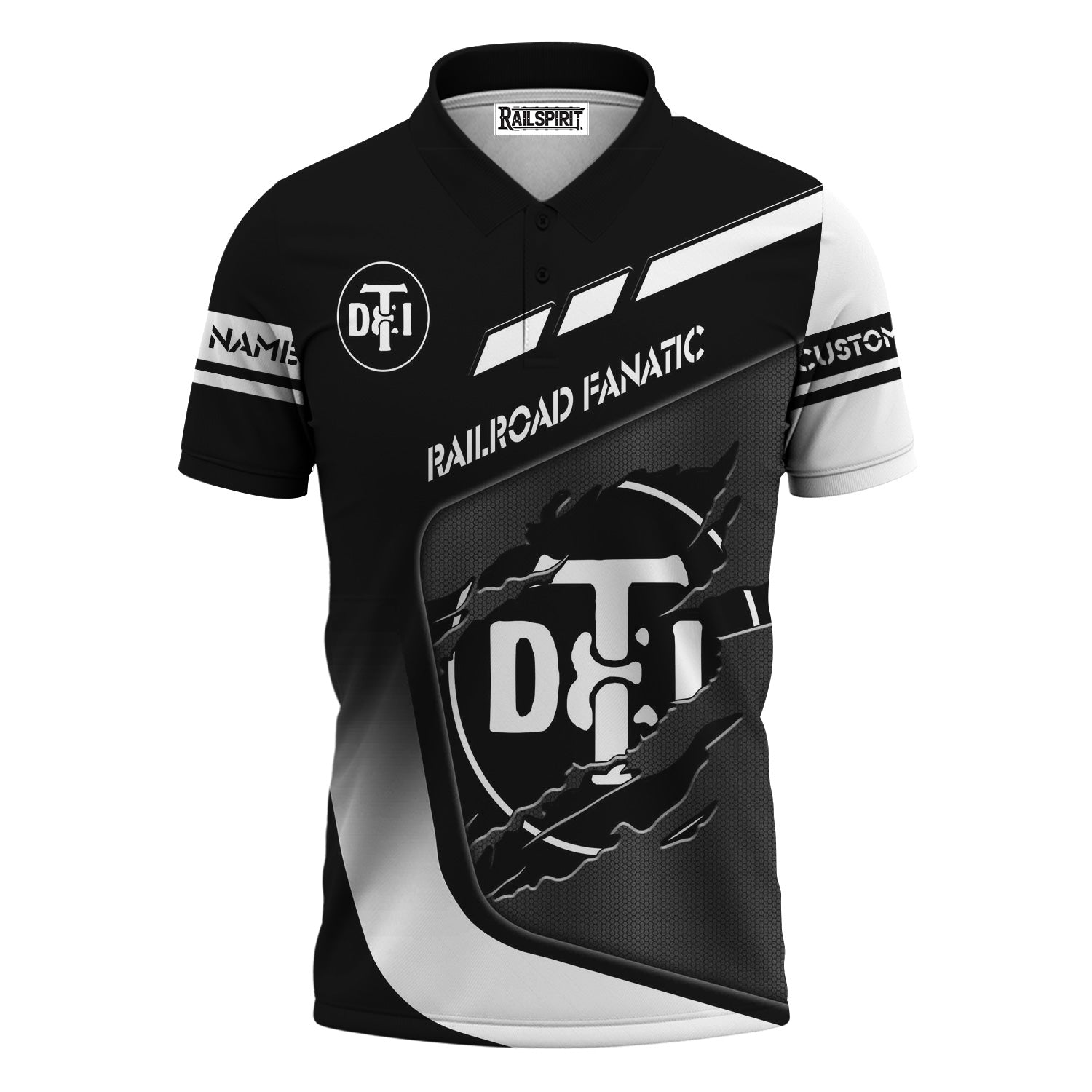 Railspirit Personalized Detroit Toledo And Ironton Railroad Polo Shirt Ripped Texture Style Train Shirt For Railroad Fanatic