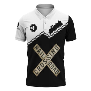 Railspirit Personalized Detroit Toledo And Ironton Railroad Polo Shirt Railroad Crossing Printed Train Track Shirt
