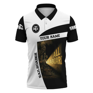 Railspirit Personalized Detroit Toledo And Ironton Railroad Polo Shirt All Aboard Steam Train Movie Projector Style Shirt