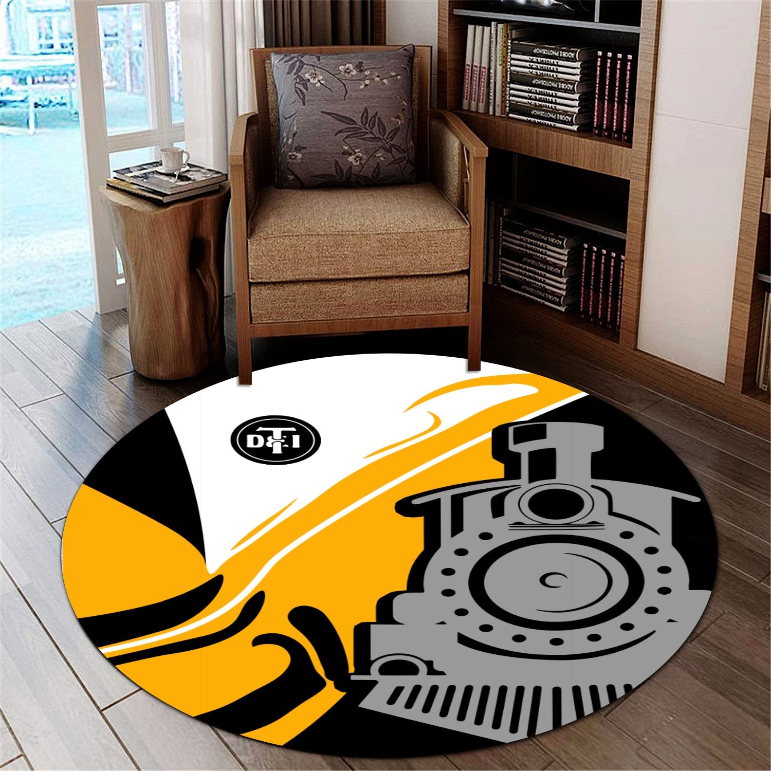 Railspirit Detroit Toledo And Ironton Railroad Round Mat Flame-Inspired Style Mat Gift Idea For Train Lovers