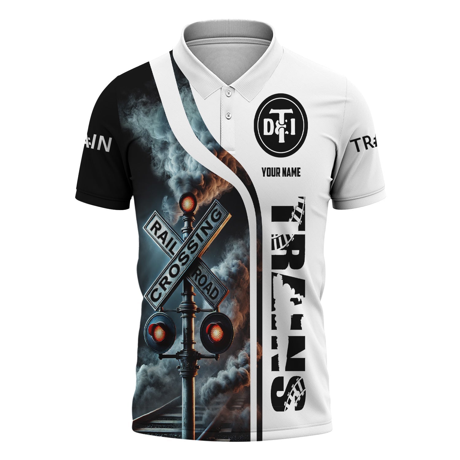 Railspirit Personalized Detroit Toledo And Ironton Railroad Polo Shirt Crossing Railroad Sign American Locomotive Train Shirt All Over Print