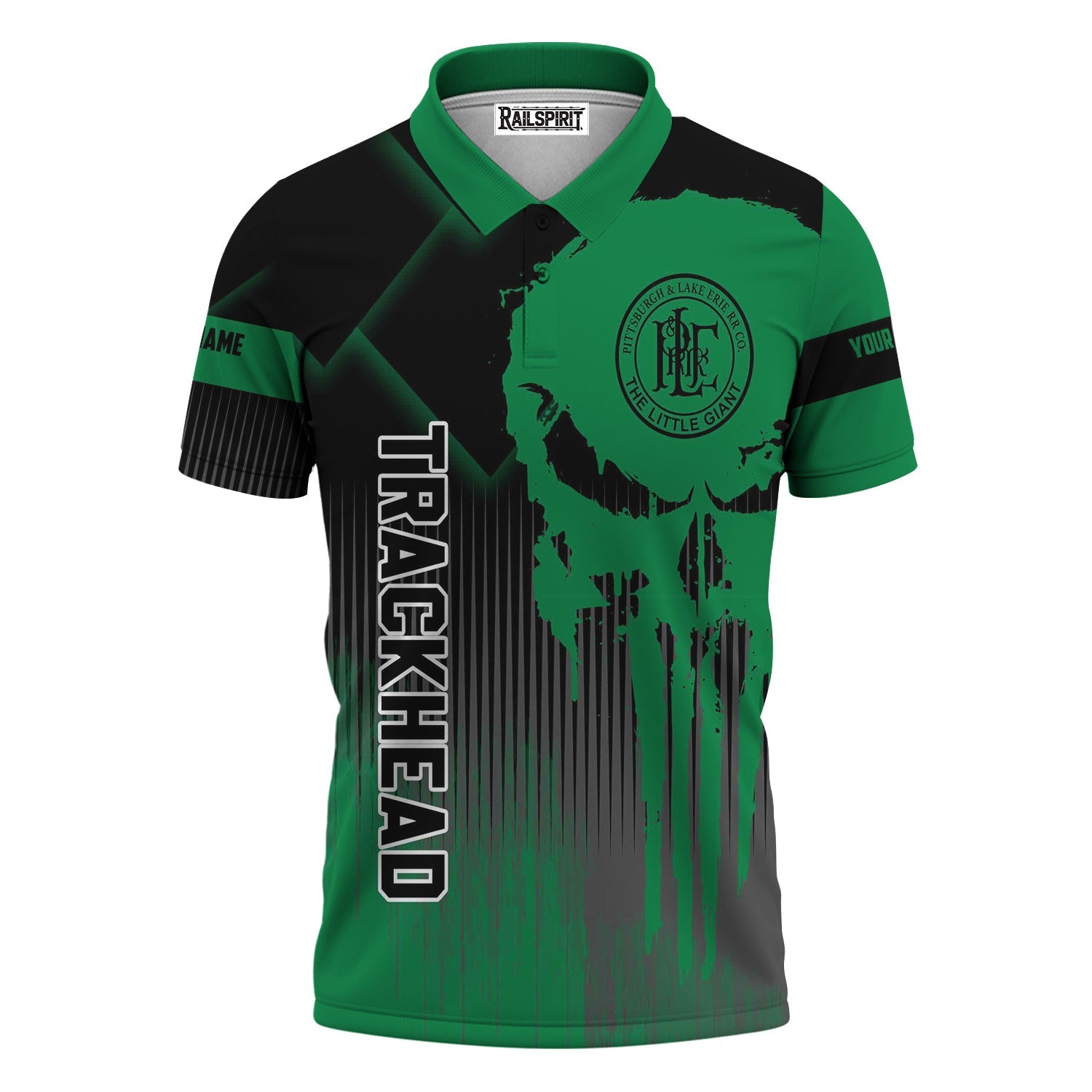 Railspirit Personalized Pittsburgh And Lake Erie Railroad Polo Shirt Skull Design with Custom Job Train Shirt for Trackhead Crew