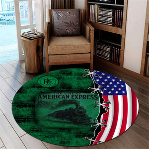 Railspirit Pittsburgh And Lake Erie Railroad Round Mat Retro American Express Train With USA Flag Round Mat