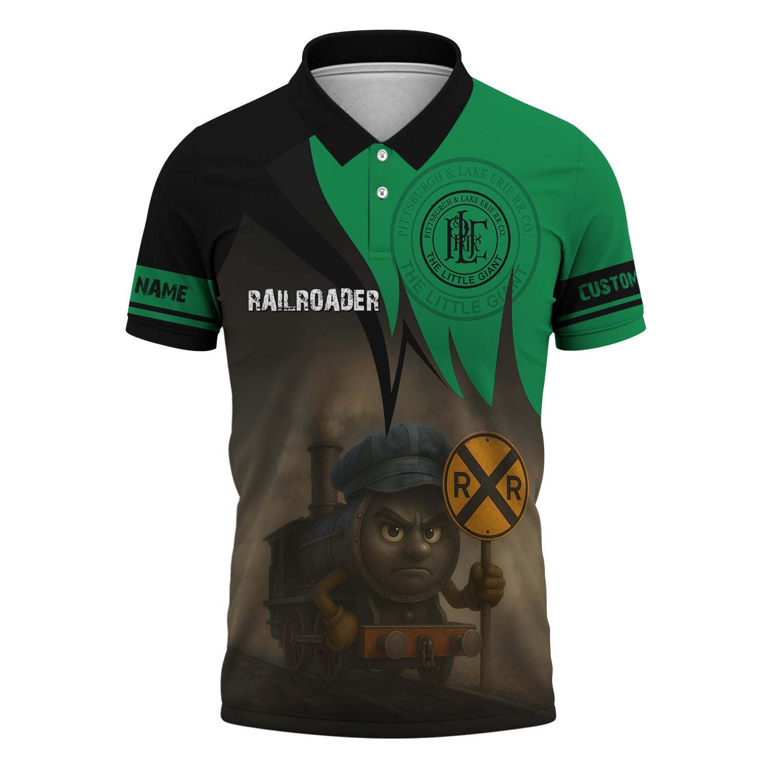 Railspirit Personalized Pittsburgh And Lake Erie Railroad Polo Shirt Angry Train Polo Shirt Gift Idea For Train Lover