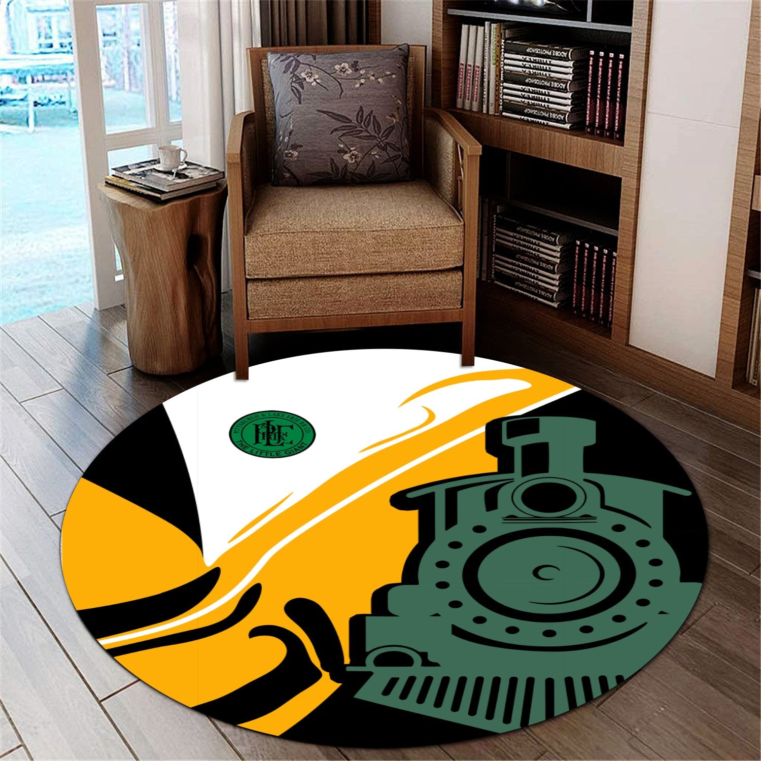 Railspirit Pittsburgh And Lake Erie Railroad Round Mat Flame-Inspired Style Mat Gift Idea For Train Lovers