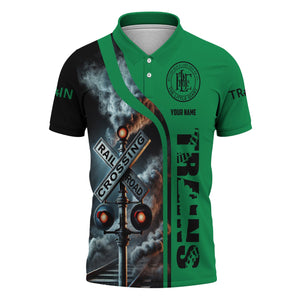 Railspirit Personalized Pittsburgh And Lake Erie Railroad Polo Shirt Crossing Railroad Sign American Locomotive Train Shirt All Over Print